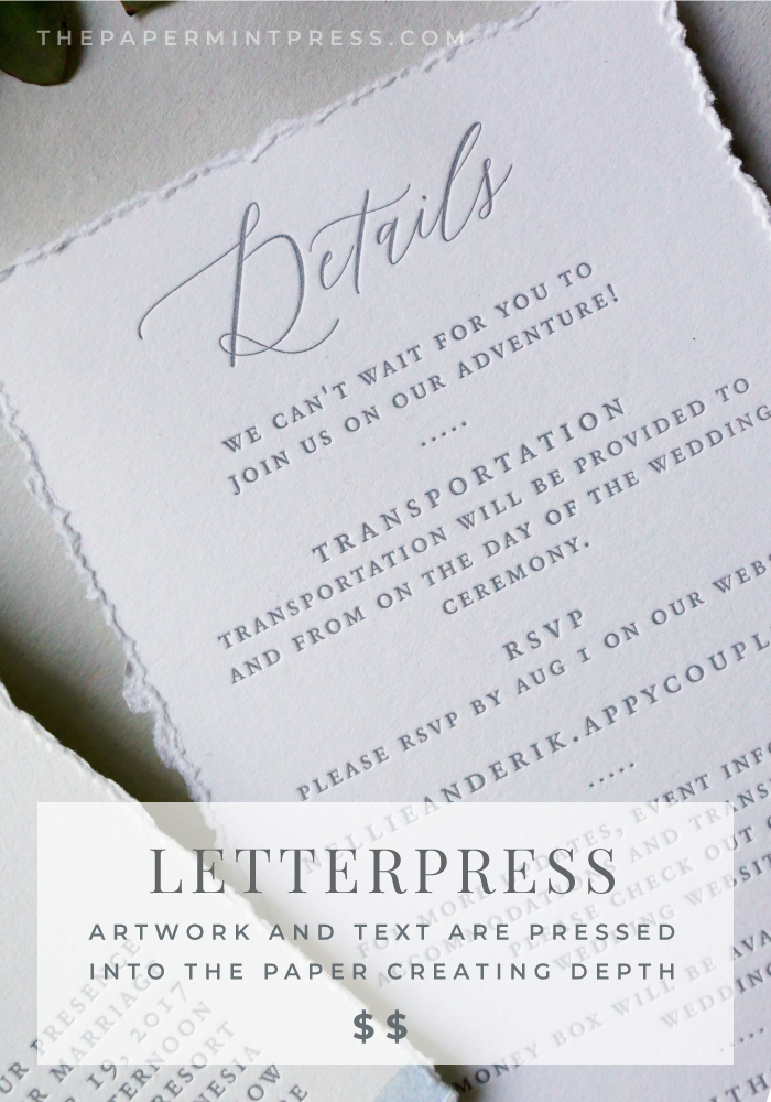 Letterpress Print Method Wedding Invitations