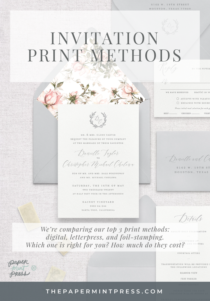Digital, Letterpress and Foil-Stamp Wedding Invitation Printing Methods